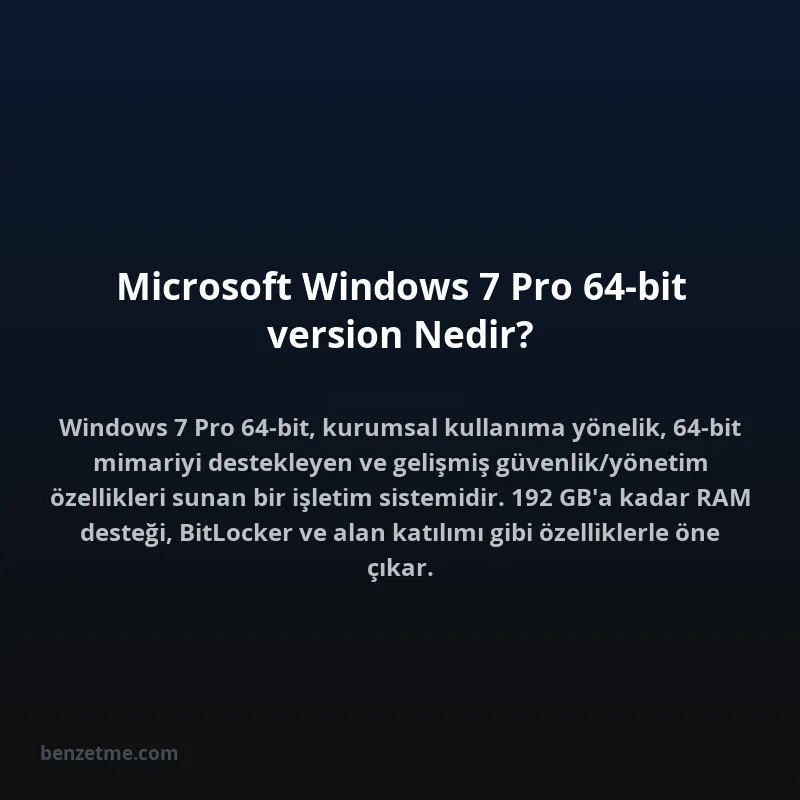 Microsoft Windows 7 Pro 64-bit version Nedir?