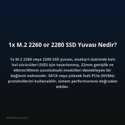 1x M.2 2260 or 2280 SSD Yuvası Nedir?