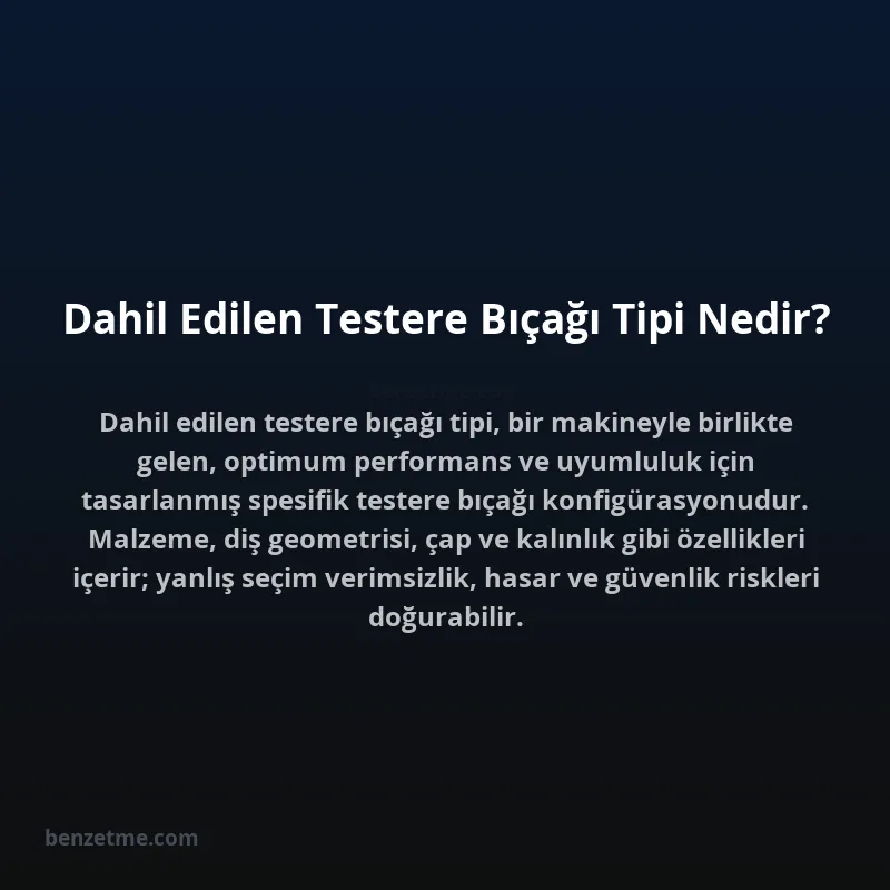 Dahil Edilen Testere Bıçağı Tipi Nedir?