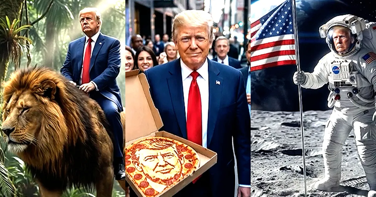 Donald Trump'tan Yapay Zeka Destekli Tuhaf Şarkılı Video: Ay'da ve Aslan Üzerinde Görüntülerle Dikkat Çekti