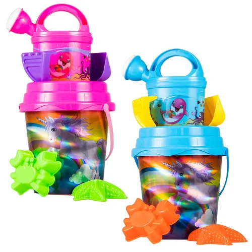 Karşılaştırma Kum Oyuncağı 6046289 {request()->input('language_config')['common']['with']} Summertime Tekboynuz Lazer Baskılı Kum Kovası Seti, 7 Parça, 2 Çeşit Desen