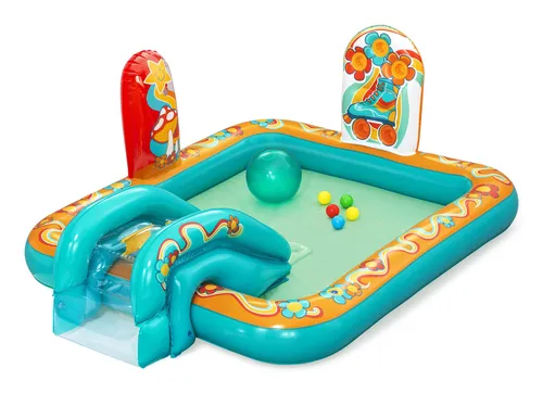 Resim Bestway Retro Groove Çocuk Şişme Su Oyun Merkezi ve Havuzu 1.93 m x 1.52 m x 74 cm