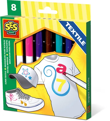 SES Creative Çocuklar İçin 8'li Süper Kumaş Markörü Seti