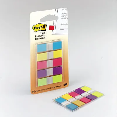 3M 683-5CB Yapışkan Sekmeler, 100 Yaprak, Karışık Renkler (Mavi, Yeşil, Pembe, Mor, Sarı)