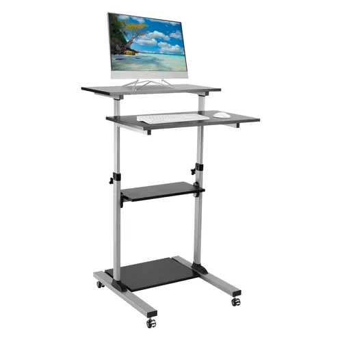 Resim Techly ICA-TB TPM-3 Ayakta Çalışma Masası, Siyah/Gümüş