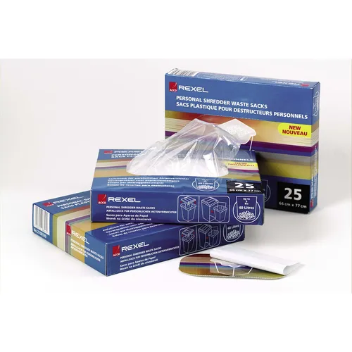 Resim Rexel Geniş Girişli Öğütücüler İçin Plastik Atık Torbaları, 175L (100'lü Paket)