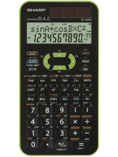 Resim Sharp EL-520X Cep Bilimsel Hesap Makinesi - Siyah/Yeşil