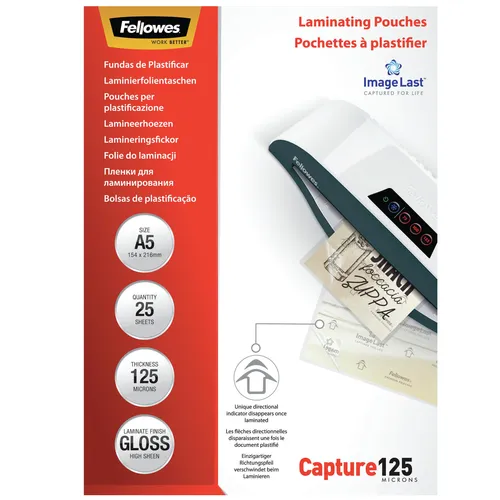 Karşılaştırma Fellowes Laminasyon Poşeti, 25 Adet (Model 5601703) {request()->input('language_config')['common']['with']} Fellowes ImageLast A5 Laminasyon Poşeti 125 Mikron, 25'li Paket