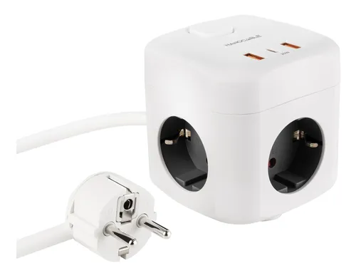 Resim Nanocable 10.37.0011 Güç Kordonu AC Prizli USB Portlu Anahtarlı