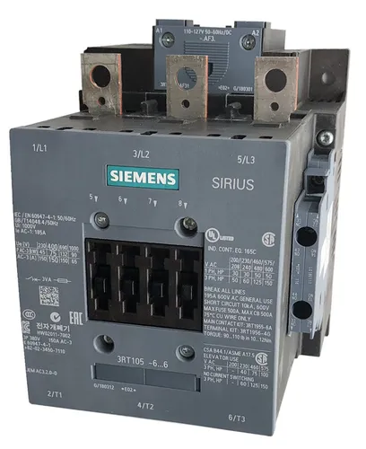 Resim Siemens 3RT10566AP36 3 Kutuplu Kontaktör 37kW 80A AC-3 230V AC Bobin