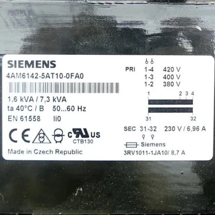 Resim Siemens 4AM61425AT100FA0 Tek Fazlı Yalıtım Transformatörü