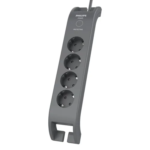 Resim Philips SPN3140A/62 Aşırı Gerilim Koruyucu, 4 AC Priz, 230V, 1.5m Kablo, Gri