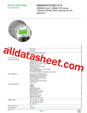 Resim Schneider Electric M8650A4C0H5E1A1A Üç Fazlı Elektrik Sayacı