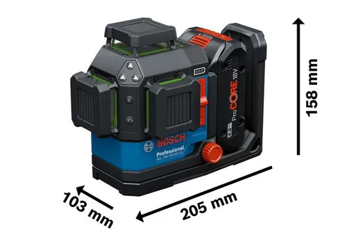 Resim Bosch GLL 18V-120-33 CG 18V Akülü Yeşil Lazer Hizalama ve Düzleme Aleti Bluetooth'lu