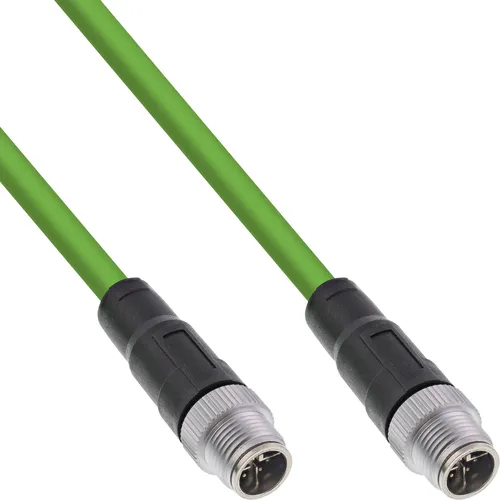 Resim این‌لاین Endüstriyel M12 8-pin X-kodlu Cat.6A PUR Ağ Kablosu, Erkek-Erkek, 2m