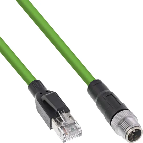 Resim این‌لاین Endüstriyel M12 8-pin X-kodlu RJ45 Cat.6A PUR Ağ Kablosu, 5m