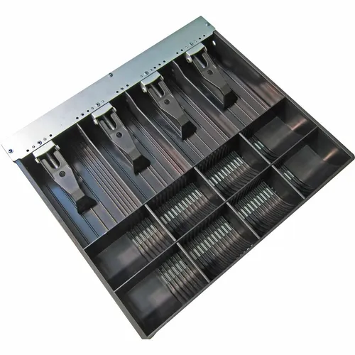 Karşılaştırma APG Ayarlanabilir Para Çekmecesi - 4 Banknot / 8 Madeni Para Bölmeli İle APG Arlo Series 330 Para Çekmecesi İç Tepsisi Siyah Plastik 4 Banknot 5 Madeni Para Bölmeli