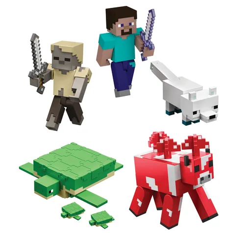 Resim Minecraft Aksiyon Figürleri ve Aksesuarları Seti - Video Oyunu Koleksiyon Figürleri