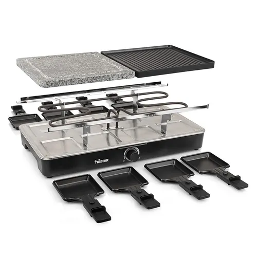 Karşılaştırma Princess 162925 Piano Black 8 Kişilik Raclette Izgara İle Tristar RA-2723 Raclette Grill