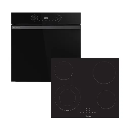 Resim Hisense HIPK2ABP60CE Ankastre Elektrikli Solo Fırın ve Seramik Ocak Seti - Siyah