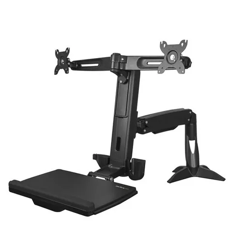 Karşılaştırma Neomounts NS-WS300BLACK Otur-Kalk Çalışma İstasyonu (Gazlı Yükseltici) İle StarTech.com Çift Monitör Masa Üstü Ayaklı Çalışma İstasyonu Dönüştürücü Klavye Tepsili (24"'a Kadar)