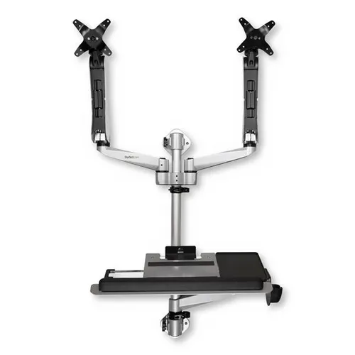 Karşılaştırma Neomounts NS-WS300BLACK Otur-Kalk Çalışma İstasyonu (Gazlı Yükseltici) İle StarTech.com Katlanabilir Eğimli Duvar Montajlı Ayakta Çalışma İstasyonu Çift Monitör Kolu ve Klavye Tepsili (2x 30" Monitöre Kadar)