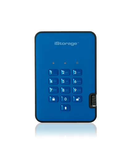 Resim iStorage diskAshur² SSD 1TB Blue | Secure Portable Solid State Drive |AES-XTS 256-bit Hardware Encryption | PIN protected | OS & Platform Independent | TAA Compliant |Brute force hack defence | Dust/Water Resistant