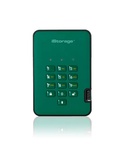 Resim iStorage diskAshur² SSD 2TB Green | Secure Portable Solid State Drive |AES-XTS 256-bit Hardware Encryption | PIN protected | OS & Platform Independent | TAA Compliant |Brute force hack defence | Dust/Water Resistant