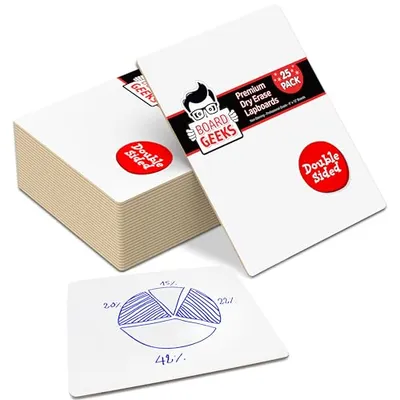 Board Geeks 25'li Paket Çift Taraflı Beyaz Tahta 9x12in