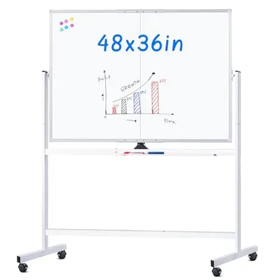 maxtek 48x36 Gümüş Tekerlekli Beyaz Tahta