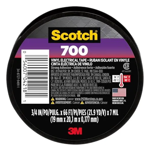 Karşılaştırma 3M 7000062311 Elektrik Bandı - Vinil, 0.75" x 60 yd, Siyah {request()->input('language_config')['common']['with']} 