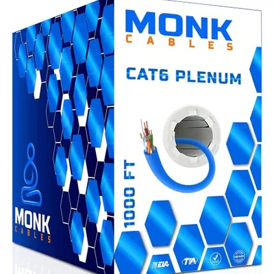 Monk Cables CAT6 Plenum Kablo 304.8 Metre Mavi