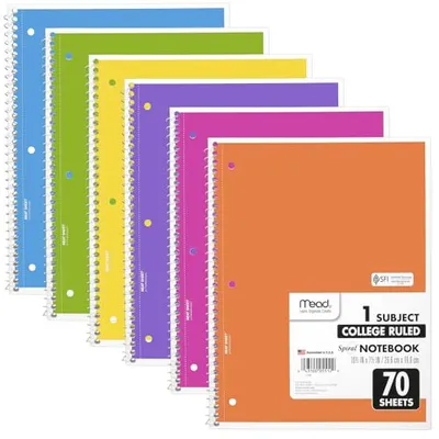Mead Spiral Notebook 6'lı Paket Kolej Tipi Çeşitli