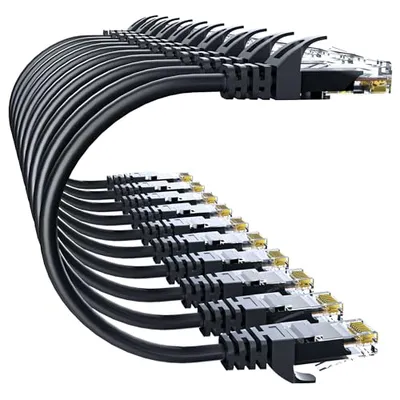10Gsupxsel Cat6 UTP Ethernet Kablosu 10'lu Paket Siyah 3FT