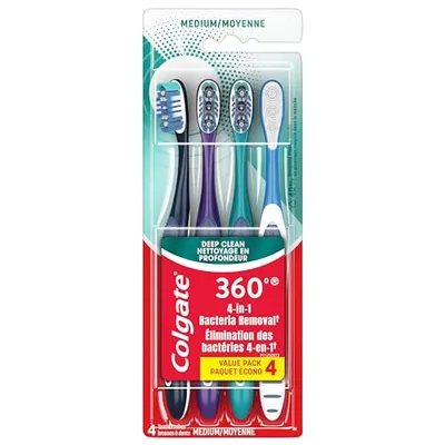Colgate 360° Tüm Ağız Diş Fırçası 4'lü Paket Orta Sertlikte