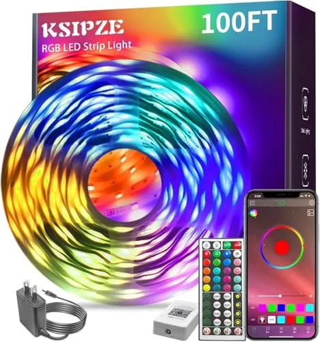 Resim KSIPZE 100ft RGB Akıllı LED Şerit Işıklar