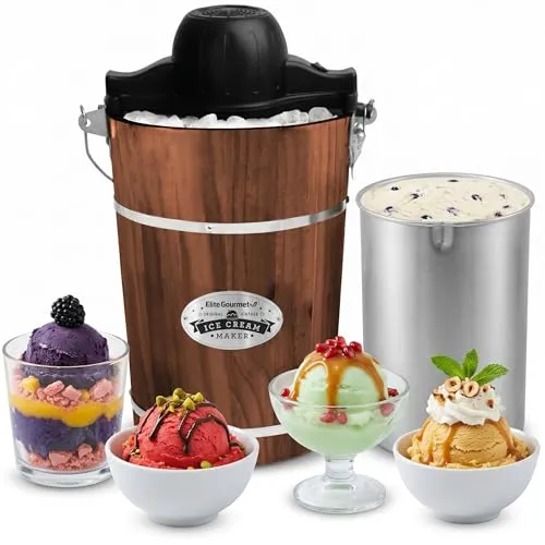 Resim Elite Gourmet EIM949 6 Quart Ahşap Dondurma Makinesi