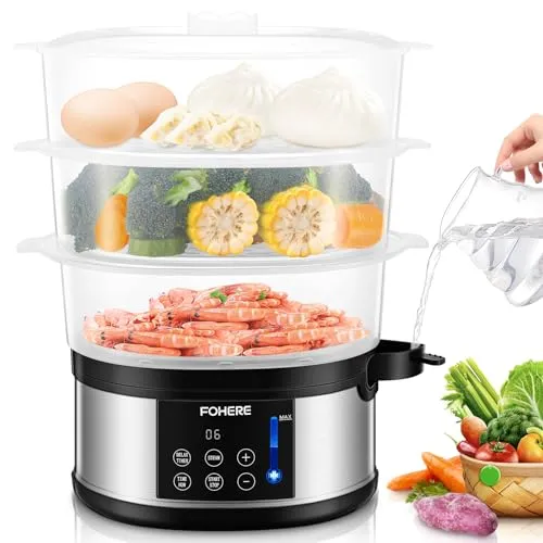 Resim FOHERE MK903A 13.7 QT 3 Katlı Elektrikli Buharlı Pişirici