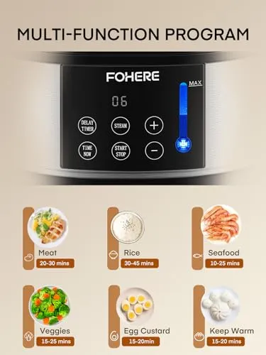 Thumbnail 4 of FOHERE MK903A 13.7 QT 3 Katlı Elektrikli Buharlı Pişirici