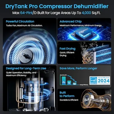 Thumbnail 4 of Vellgoo DryTank 64 Pint 4000 Sq.Ft Nem Alma Cihazı