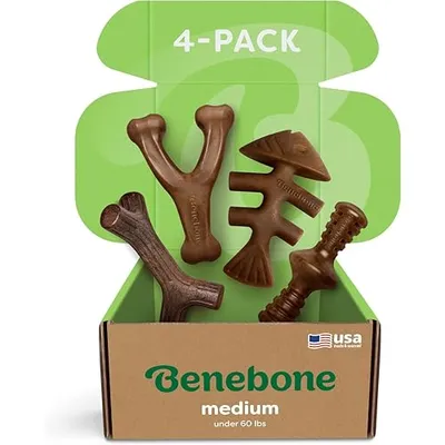 Benebone Orta Boy 4'lü Pastırma Aromalı Köpek Çiğneme Kemikleri