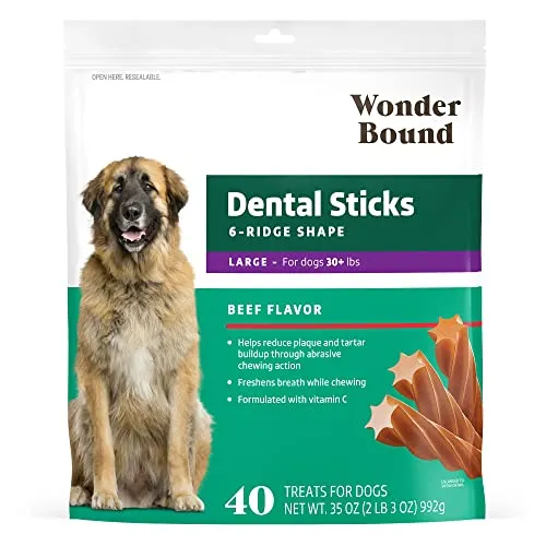 Resim Wonder Bound Büyük Irk Köpekler İçin Sığır Etli Diş Çubukları 40 Adet