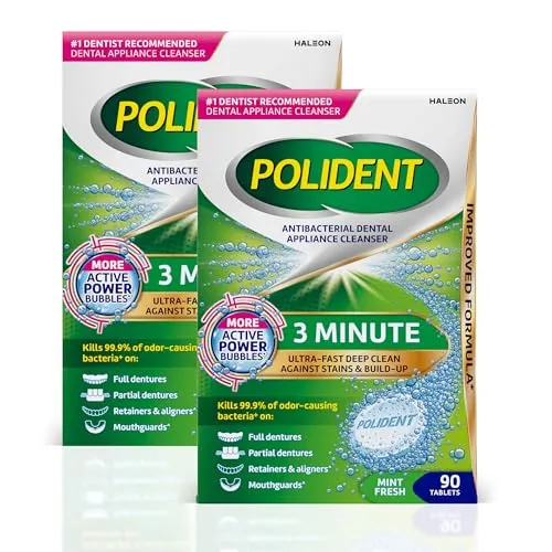 Resim Polident 3 Dakika Antibakteriyel Diş Protezi Temizleyici 90 Tablet