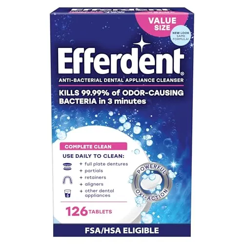 Resim Efferdent Complete Clean Protez ve Ağızlık Temizleyici Tablet 126 Adet