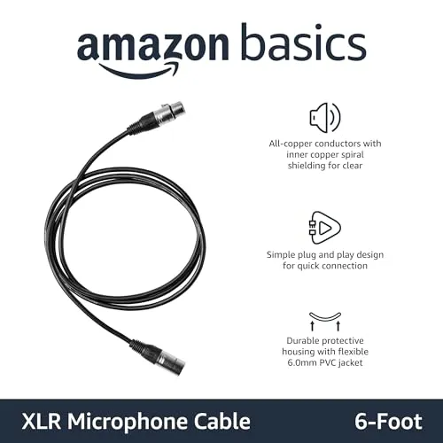 Thumbnail 2 of Amazon Basics XLR Mikrofon Kablosu 6 ft Siyah