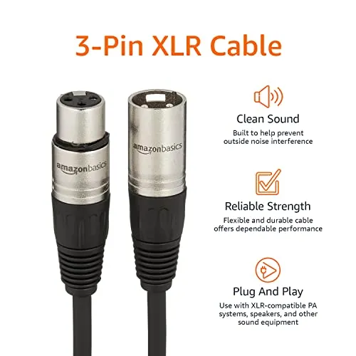Thumbnail 4 of Amazon Basics XLR Mikrofon Kablosu 10 ft Siyah