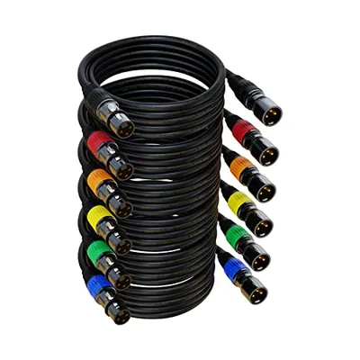 AuxLink Çok Renkli XLR Mikrofon Kabloları 25 ft 6'lı Paket