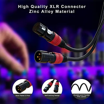 Thumbnail 3 of AuxLink Çok Renkli XLR Mikrofon Kabloları 25 ft 6'lı Paket