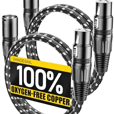 VANDESAIL XLR Mikrofon Kablosu 3ft 2'li Siyah-Beyaz