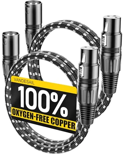 Resim VANDESAIL XLR Mikrofon Kablosu 3ft 2'li Siyah-Beyaz
